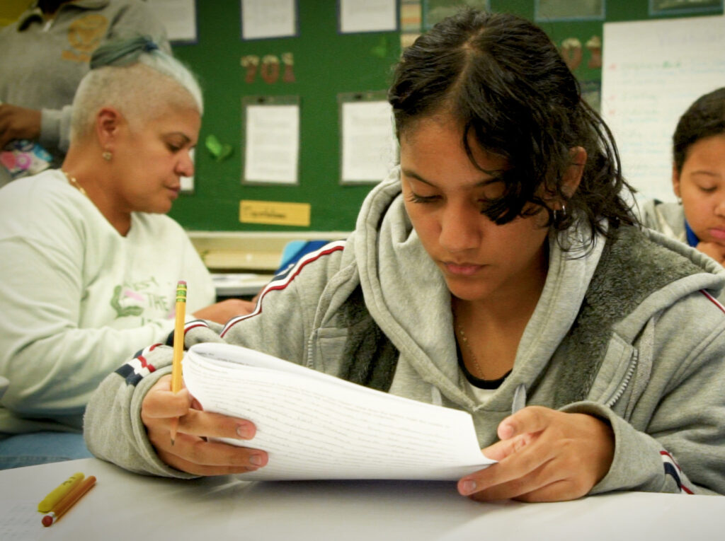 student taking a test